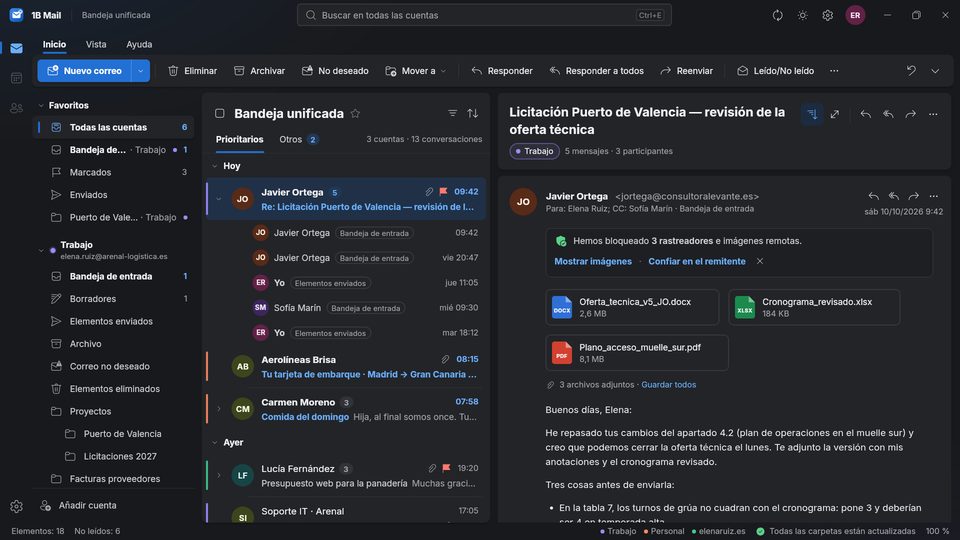1B Mail: Una conversación entera, en orden