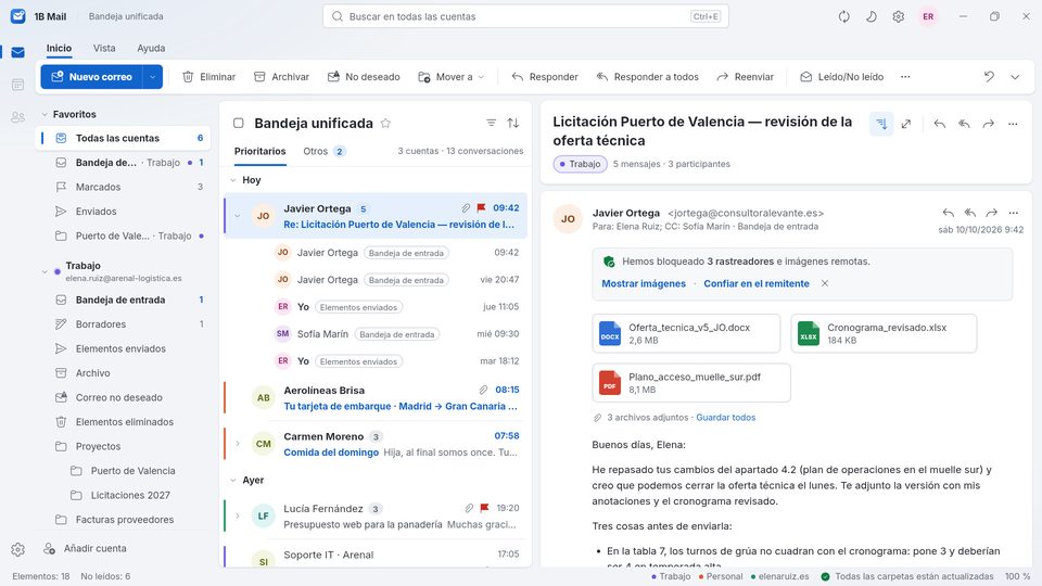 1B Mail: Una conversación entera, en orden