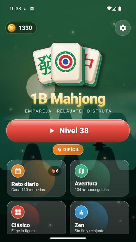 1B Mahjong: Pantalla de inicio