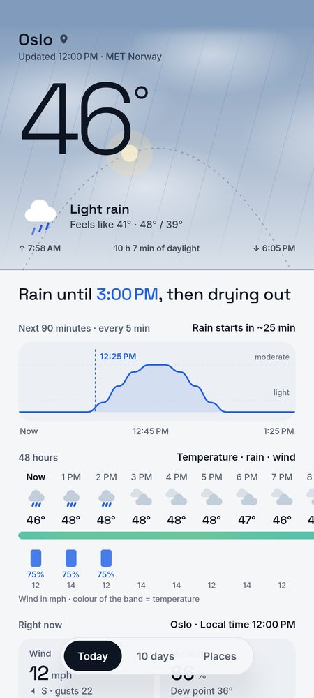 1B Weather: Rain every 5 minutes for the next 90 minutes (Nordic countries)