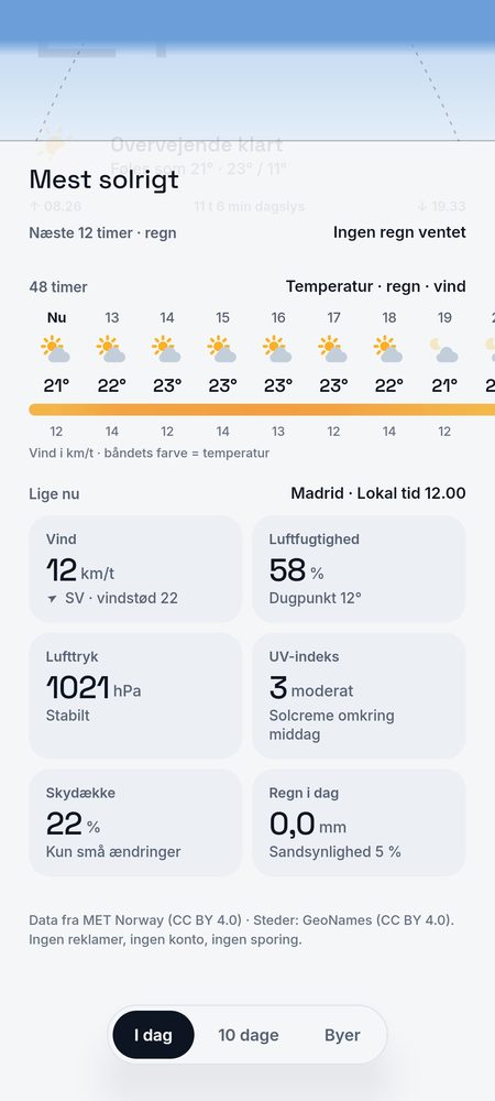 1B Weather: 48 timer på ét bånd: temperatur, regn og vind
