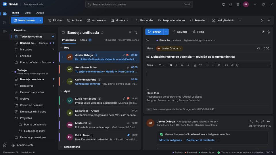 1B Mail: Responde donde estás leyendo
