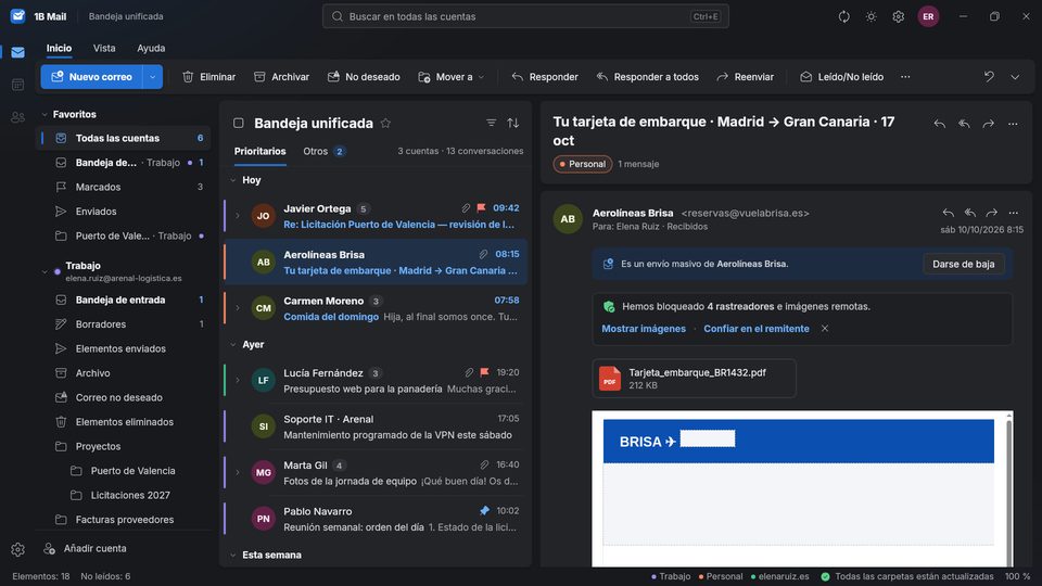 1B Mail: Lee tu correo sin que te vigilen