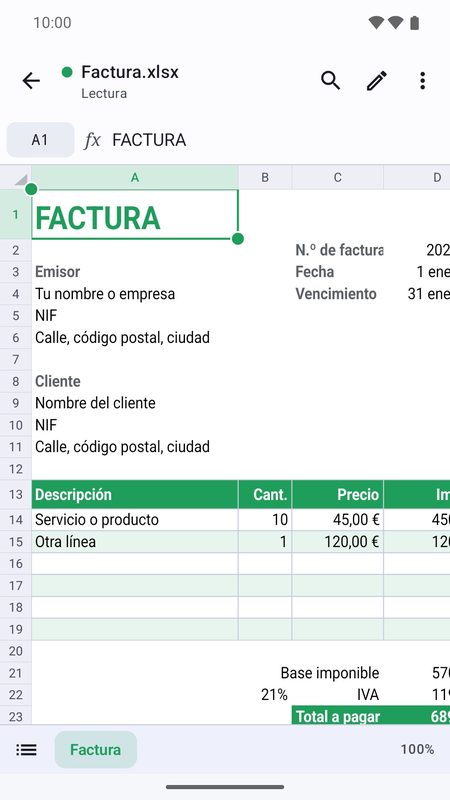 1B Docs: Plantilla de factura