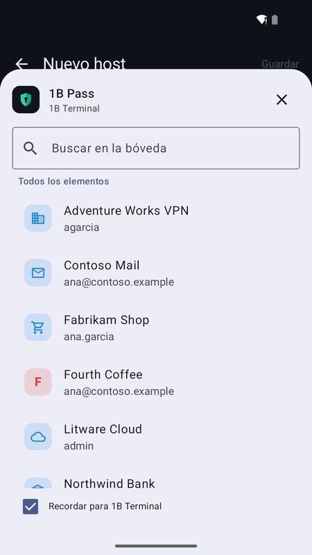 1B Pass: Busca en tu bóveda al autorrellenar
