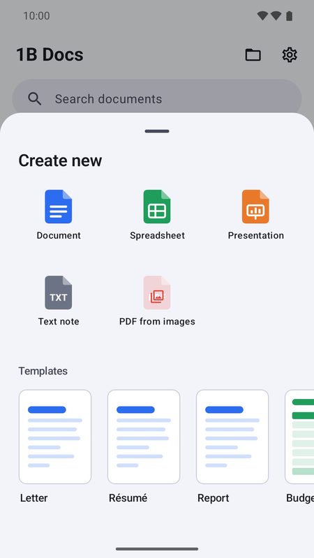 1B Docs: Start from a template