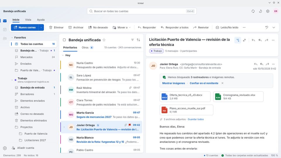 1B Mail: En Linux, con la barra de título de tu escritorio