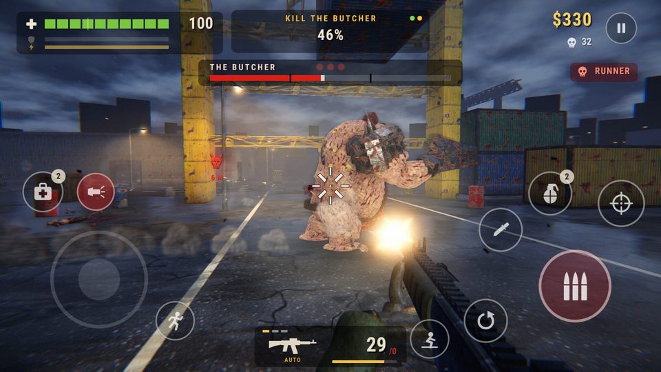 1B Zombie Hunter: The Butcher, in the container yard