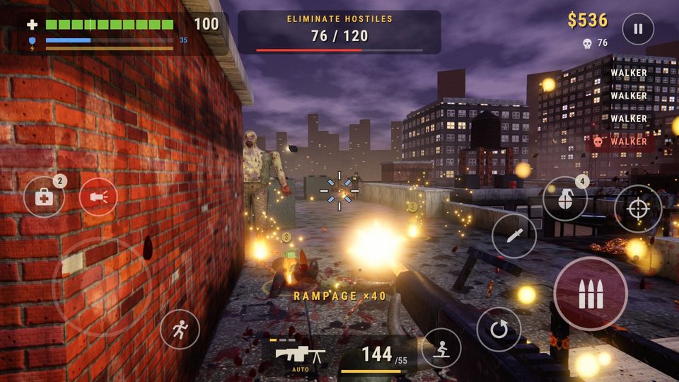 1B Zombie Hunter: Rooftops at night