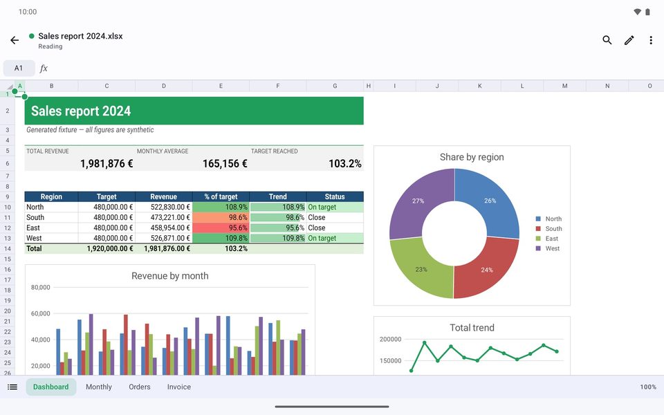 1B Docs: Spreadsheets on a tablet